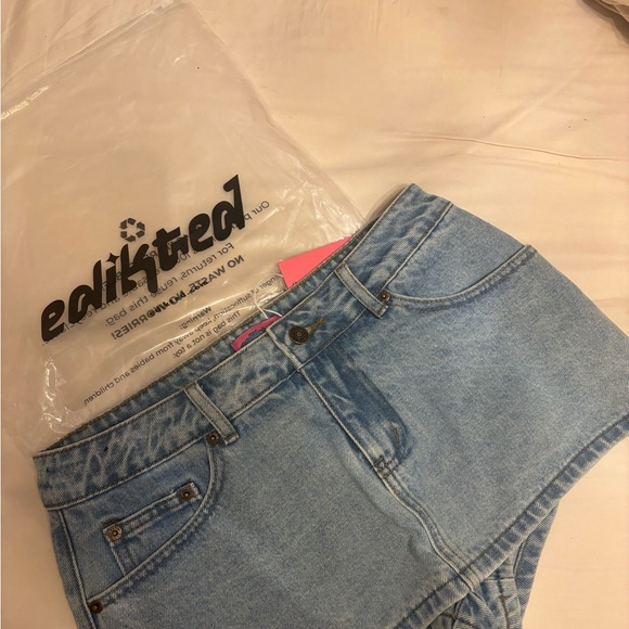 Edikted Light Blue Women's Denim Skort - Picture 1 of 3